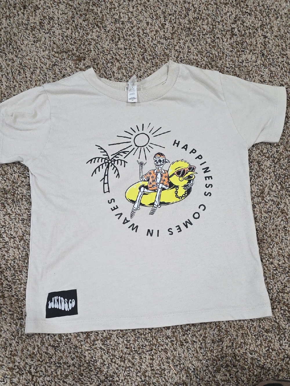 Kids Cream Short-Sleeve Graphic Tee with Yellow Float Ring